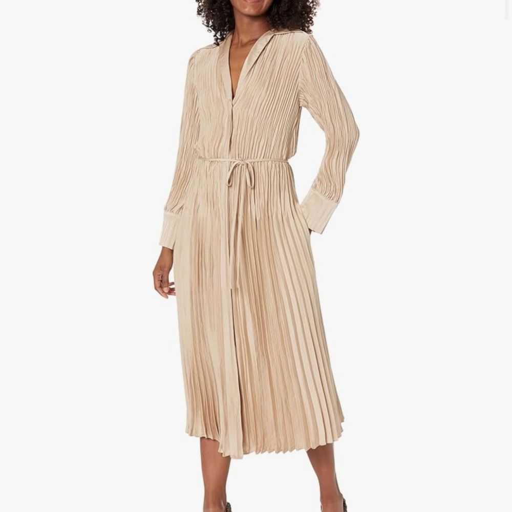 NWT Vince Pintuck Pleated Shirtdress in Pale Nude XS